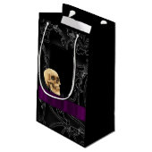 Dunkelschwarzer Gothic-Schädel Kleine Geschenktüte (Rückseite Schrägansicht)