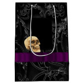 Dunkelschwarzer Gothic-Schädel Mittlere Geschenktüte (Rückseite)