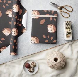 Dunkelschwarzer Herbst-Igel Nahtloses Wrapping Pap Geschenkpapier