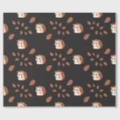 Dunkelschwarzer Herbst-Igel Nahtloses Wrapping Pap Geschenkpapier (Flach)