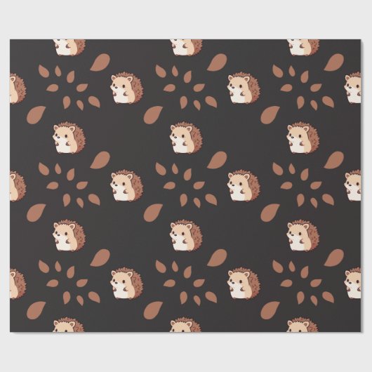 Dunkelschwarzer Herbst-Igel Nahtloses Wrapping Pap Geschenkpapier (Flach)