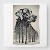 Dunkelschwarzer Labrador-Holzkohle zeichnend Quadratische Wanduhr (Vorderseite)