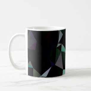 Dunkelschwarzes Dreieck-Mosaikmuster. Geometrische Kaffeetasse