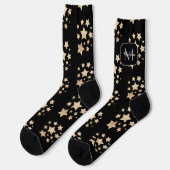 Dunkelstars-Muster für Gold-Glitzer, schwarz, Mono Socken (Linkes Detail)
