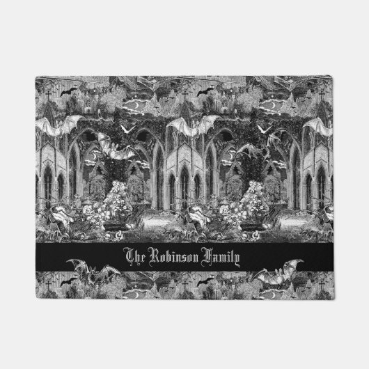 Dunkelste gotische Vampires Krypt Graves Bats Goth Fußmatte (Vorderseite)