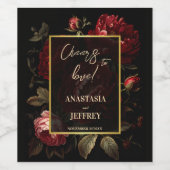 Dunkeltraurige Vintage Rose gotische Hochzeit Weinetikett (Einzelnes Label)