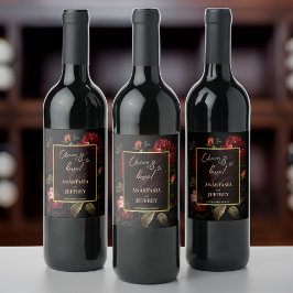 Dunkeltraurige Vintage Rose gotische Hochzeit Weinetikett