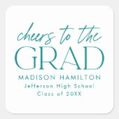 Dunkeltürkis | Beifall für den Grad Abschluss Quadratischer Aufkleber (Vorderseite)