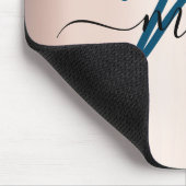 Dunkeltürkis. Blue Rose Minimal Name Monogram. Lux Mousepad (Ecke)