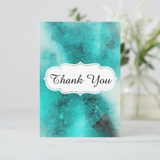 Dunkeltürkis Dankeskarte (Stehend Vorderseite)