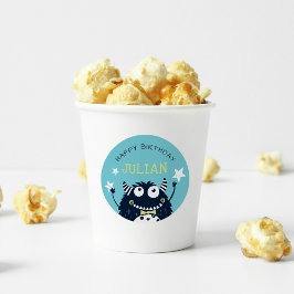 Dunkeltürkis | Kleines Monster Personalisierter Ki Runder Aufkleber