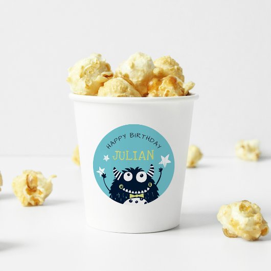 Dunkeltürkis | Kleines Monster Personalisierter Ki Runder Aufkleber