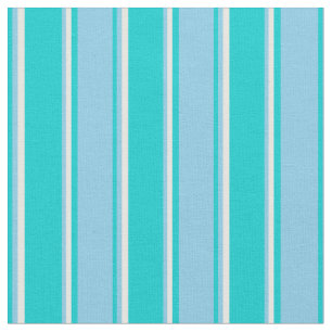 Dunkeltürkis, Sky Blue und weiße farbige Linien Stoff