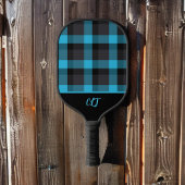Dunkeltürkis und Kariertes Buffalo-Monogramm Pickleball Schläger