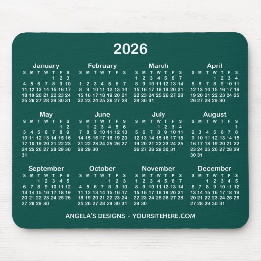 Dunkeltürkis und Weißkalender - Werbung Mousepad (Vorne)