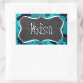 Dunkeltürkisfarbene Camouflage; Chalkboard-Look Rechteckiger Aufkleber (Tasche)