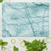 Dunkeltürkisfarbener Marmorlook Geschirrtuch (Gefaltet)