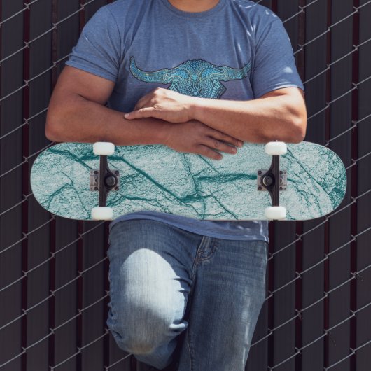 Dunkeltürkisfarbener Marmorlook Skateboard (Außenbereich 3)