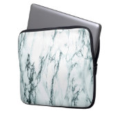 Dunkeltürkisfarbener Venenmarmor Laptopschutzhülle (Vorderseite Links)