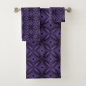 Dunkelviolett gefärbtes Retro-Muster Badhandtuch Set (Insitu)