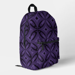 Dunkelviolett gefärbtes Retro-Muster Bedruckter Rucksack
