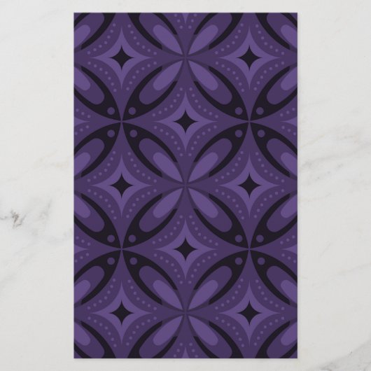 Dunkelviolett gefärbtes Retro-Muster Briefpapier (Vorderseite)