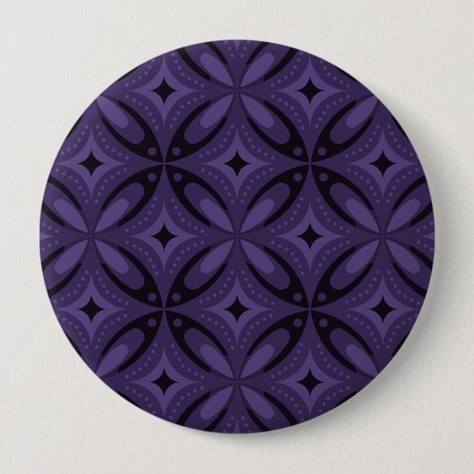 Dunkelviolett gefärbtes Retro-Muster Button (Vorderseite)
