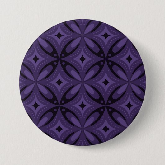 Dunkelviolett gefärbtes Retro-Muster Button (Vorderseite)