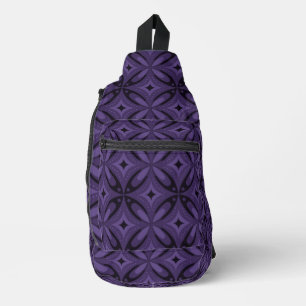 Dunkelviolett gefärbtes Retro-Muster Crossbody Bag