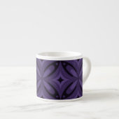 Dunkelviolett gefärbtes Retro-Muster Espressotasse (Vorderseite Rechts)