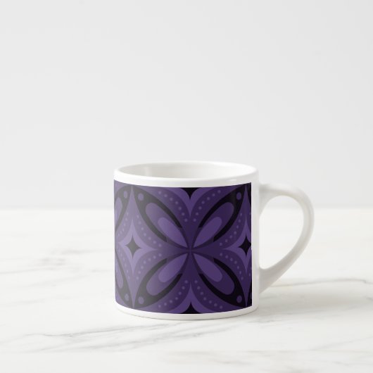 Dunkelviolett gefärbtes Retro-Muster Espressotasse (Rechts)