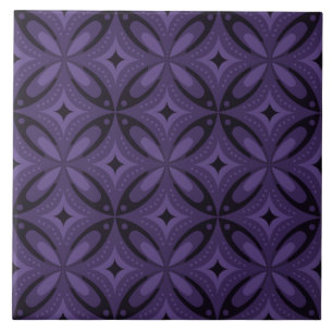 Dunkelviolett gefärbtes Retro-Muster Fliese