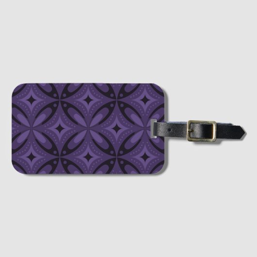 Dunkelviolett gefärbtes Retro-Muster Gepäckanhänger (Vorderseite (Horizontal))