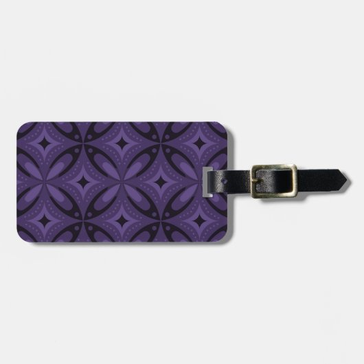 Dunkelviolett gefärbtes Retro-Muster Gepäckanhänger (Vorderseite horizontal)