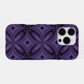 Dunkelviolett gefärbtes Retro-Muster iPhone Hülle (Rückseite (Horizontal))