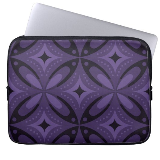 Dunkelviolett gefärbtes Retro-Muster Laptopschutzhülle (Vorderseite)
