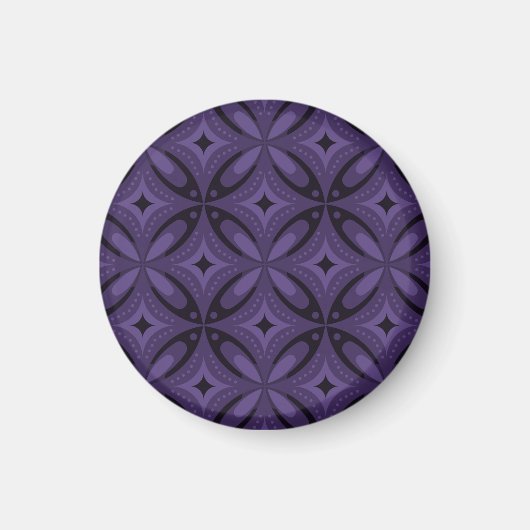 Dunkelviolett gefärbtes Retro-Muster Magnet (Vorne)