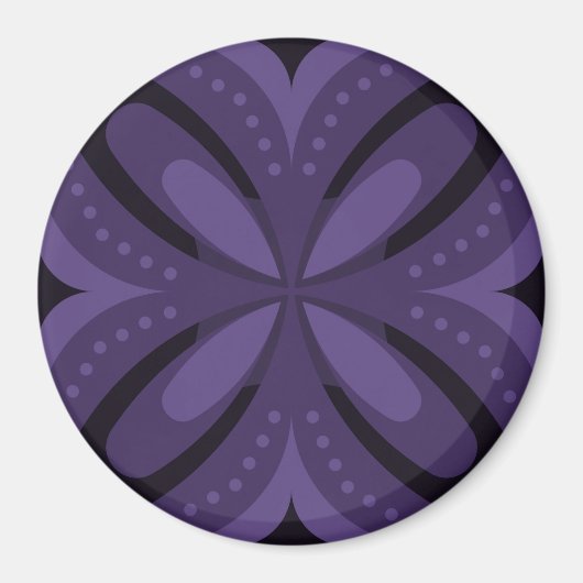 Dunkelviolett gefärbtes Retro-Muster Magnet (Vorne)