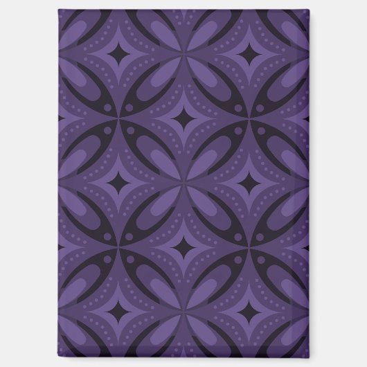 Dunkelviolett gefärbtes Retro-Muster Magnet (Vorderseite)