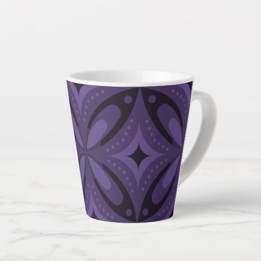 Dunkelviolett gefärbtes Retro-Muster Milchtasse (Rechte Ecke)