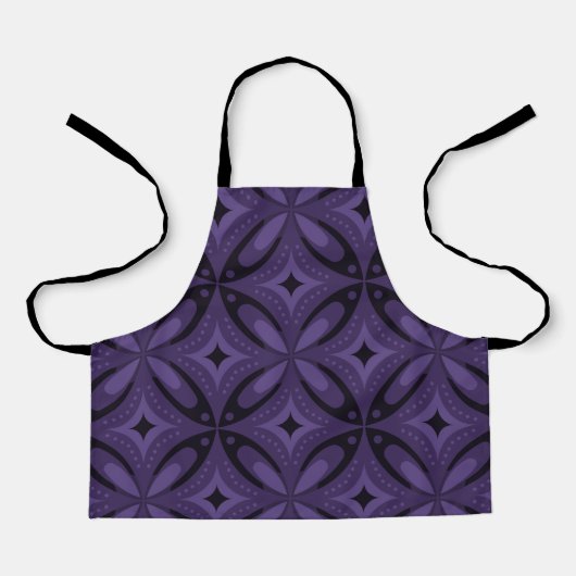Dunkelviolett gefärbtes Retro-Muster Schürze (Vorderseite)