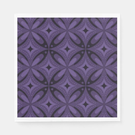 Dunkelviolett gefärbtes Retro-Muster Serviette (Vorderseite)