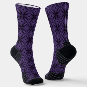 Dunkelviolett gefärbtes Retro-Muster Socken