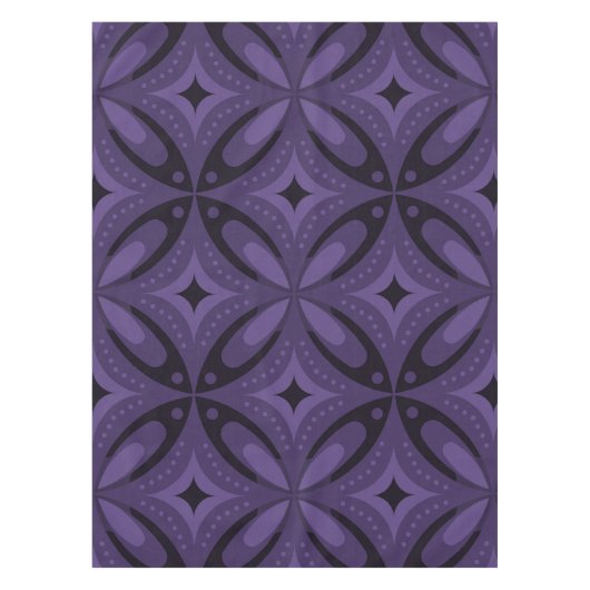 Dunkelviolett gefärbtes Retro-Muster Tischdecke (Vorderseite)
