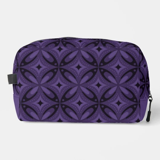 Dunkelviolett gefärbtes Retro-Muster Waschbeutel (Vorderseite)