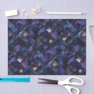 Dunkelviolett Gold Wasserfarben-Mosaik-Buntglas  Seidenpapier