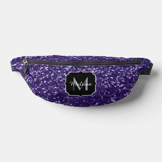 Dunkelviolett, lila Glitzer Glitzern Monogram Bauchtasche (Ablage )