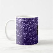 Dunkelviolett, lila Glitzer Glitzern Monogram Kaffeetasse (Links)