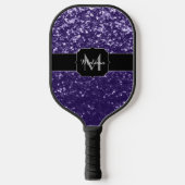 Dunkelviolett, lila Glitzer Glitzern Monogram Pickleball Schläger (Vorderseite)