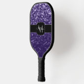 Dunkelviolett, lila Glitzer Glitzern Monogram Pickleball Schläger (Links)